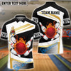BlueJose Bowling And Pins Golden Flaming Strike Customized Name, Team Name 3D Shirt (4 Colors)