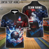 BlueJoses Bowling Smoke American Flag Customized Name, Team Name 3D Shirt