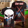 BlueJose Billiards 8 Ball Punisher Skull Crossing Cue Personalized Name, Team Name Unisex Shirt (4 Colors)