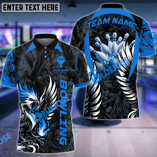 BlueJose Bowling And Pins Digital Phonenix Customized Name 3D Shirt (4 Colors)