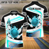 BlueJose Bowling And Pins Golden Flaming Strike Customized Name, Team Name 3D Shirt (4 Colors)
