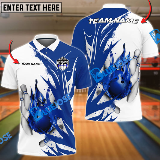 BlueJose Bowling And Pins Hell Fire Customized Name 3D Shirt (4 Colors)