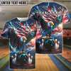 BlueJose Bowling American Eagle Thunder Lightning Customized Name, Team Name 3D Shirt (4 Colors)