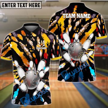 BlueJoses Bowling and Pins Graffiti Tornado Personalized Name, Team Name Unisex Shirt