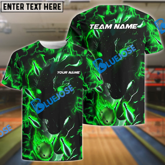 BlueJoses Bowling Black Panther Green Premium Customized Name, Team Name 3D Shirt