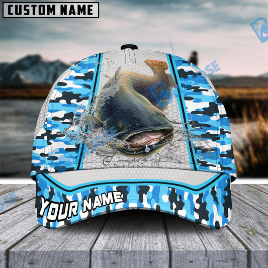 BlueJose Personalized Catfish Fishing Light Blue Camo Sport Classic Cap