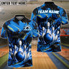 BlueJose Bowling And Pins Neon Flame Customized Name 3D Shirt (4 Colors)