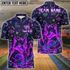 BlueJose Bowling And Pins Neon Angry Wolf Design Customized Name, Team Name 3D Shirt (4 Colors)