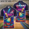 BlueJose Bowling And Pins Neon Party Pin Dabbing Style Customized Name, Team Name 3D Shirt (4 Colors)