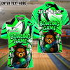 BlueJose Bowling Ball & Pins Angry Bear Customized Name, Team Name 3D Shirt (4 Colors)