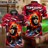 BlueJose Billiards 8 Ball Street Style Flaming Personalized Name, Team Name Unisex Shirt (4 Colors)
