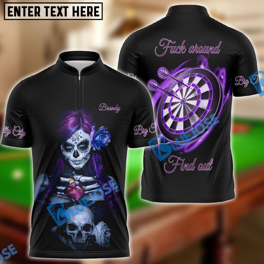BlueJose New Darts Purple Girl & Skull Personalized Shirt