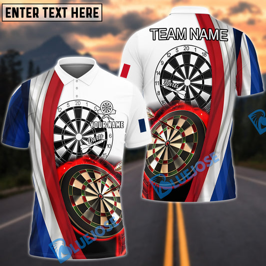 BlueJose Darts French Flag Dartboard Style Personalized Name, Team Name Shirt