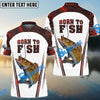 BlueJose "Born To Fish" Walleye Fishing Red Camo Custom Name Shirt