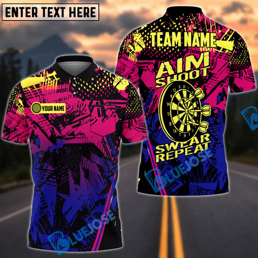 BlueJose Darts Aim Shoot Swear Repeat Personalized Name Shirt