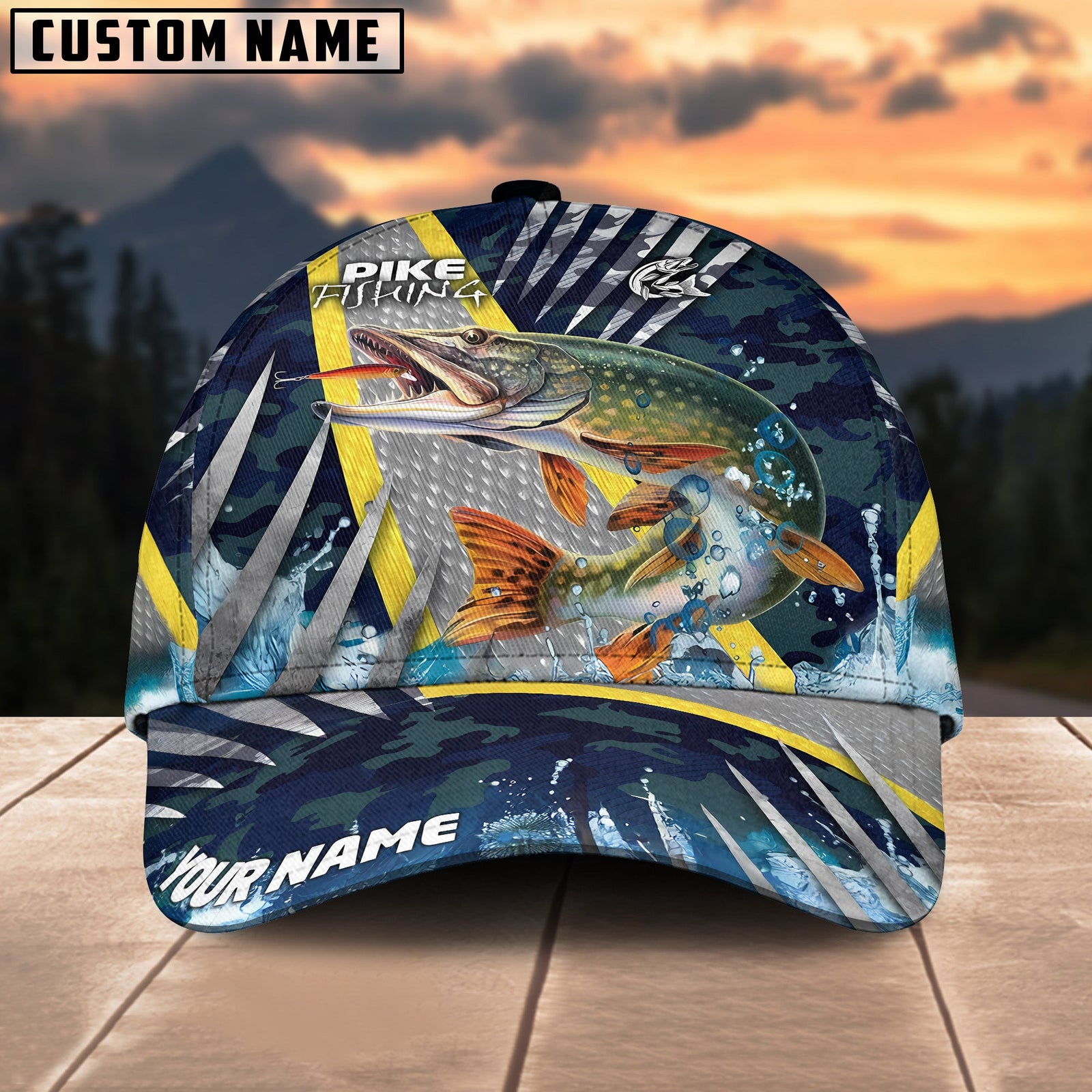 Bluejose Pike Fishing Cod Water Blue Personalized Cap