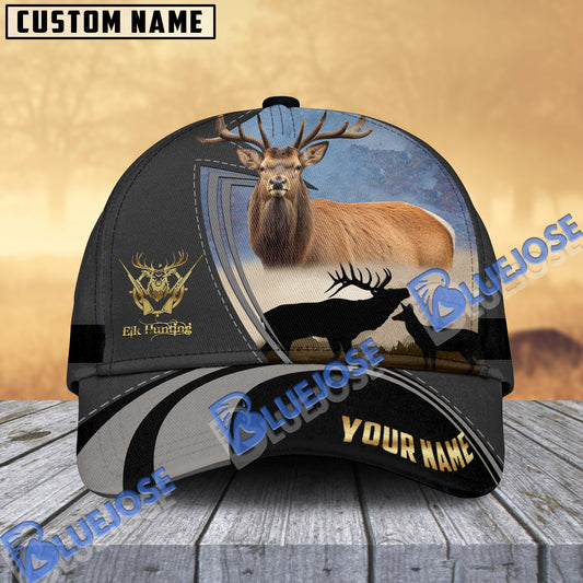 BlueJose Master Elk Hunting Gray And Black Personalized Cap