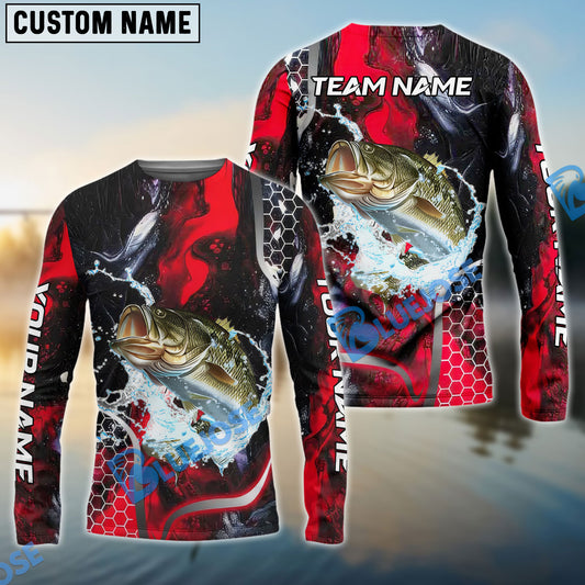 Bluejose Bass Fishing Red Thunder Custom Name & Team Name 3D Shirts