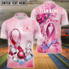 BlueJose Breast Cancer Support Bowling and Pins Personalized Name 3D Shirt