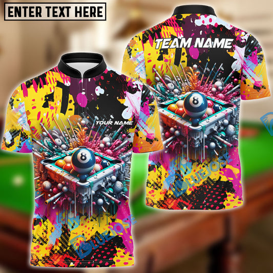 BlueJose Billiards Ball 8 Pool Yellow Graffiti Personalized Name, Team Name Unisex Shirt