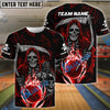 BlueJose Bowling And Pins Reaper Flame Customized Name 3D Shirt (4 Colors)