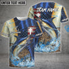 Bluejose Marlin Fishing American Flag Camo Cross Skin Custom Name & Team Name 3D Shirts
