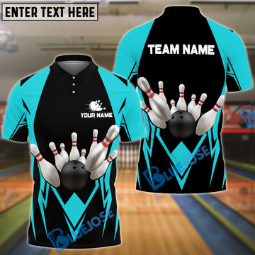 BlueJose Bowling and Pins Crown Personalized Name, Team Name 3D Shirt (5 Colors)