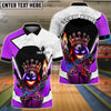BlueJose Bowling And Pins Crown Flame Ball Black Smoke Design Customized Name, Team Name 3D Shirt (4 Colors)