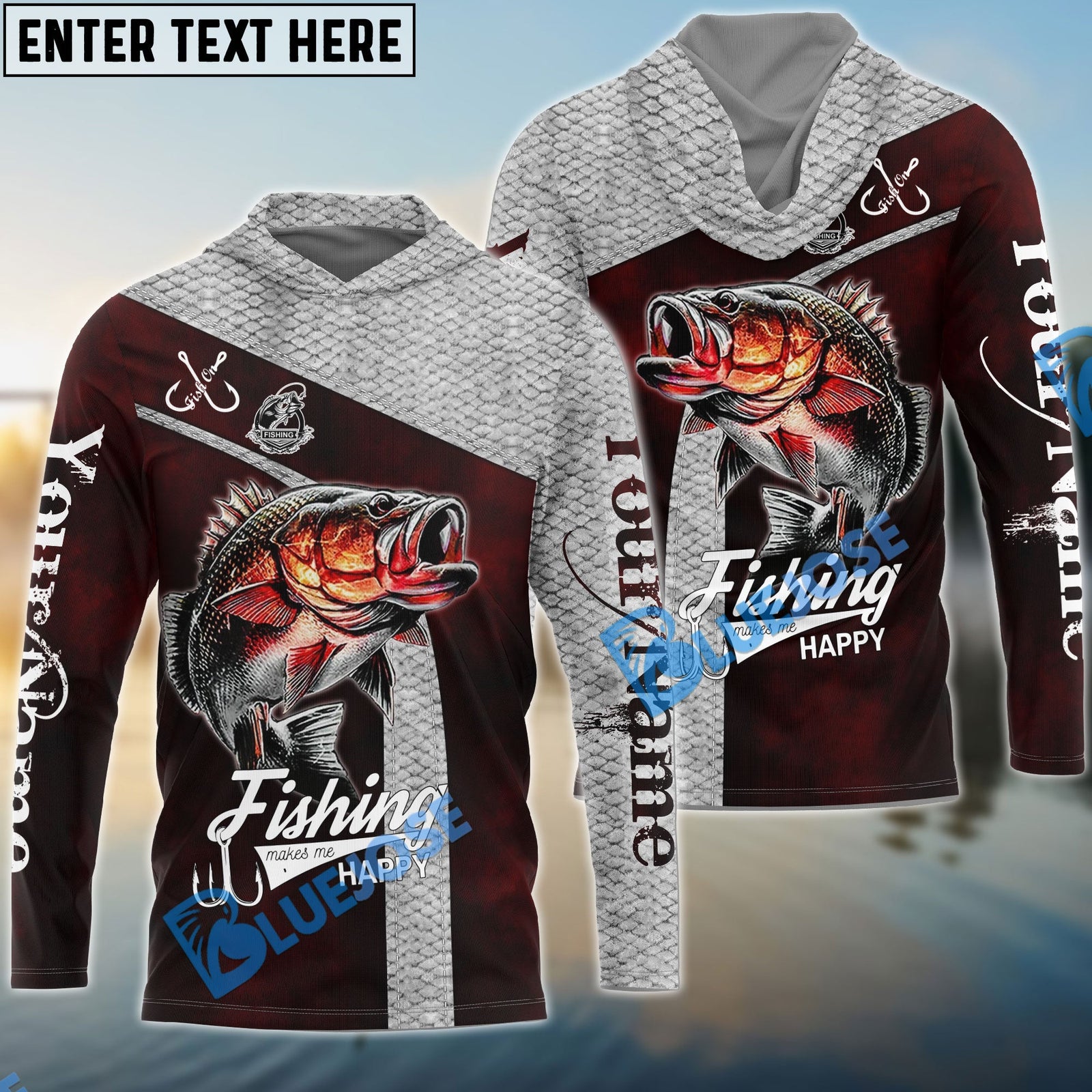 BlueJose Personalized Fishing Red Custom Name Shirt