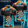 BlueJose Red and Blur Fire Dart Board Personalized Name, Team Name Shirt (6 Colors)