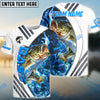 Bluejose Bass Fishing White Blue Lava Sport Custom Name & Team Name 3D Shirts