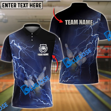 BlueJose Bowling And Pins Thunder Multicolor Customized Name, Team Name 3D Shirt