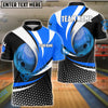 BlueJose Bowling And Pins Curved Strike Customized Name 3D Shirt (6 Colors)