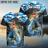 Bluejose Bass Fishing Blue Camo Sport Custom Name & Team Name 3D Shirts