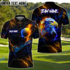 BlueJose American Eagle Lightning Golf Shirt Customized Name, Team Name 3D Shirts (4 Colors)