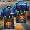 BlueJose Bowling And Pins Halloween Pumpkin Zombie Pins Customized Name, Team Name 3D Shirt (4 Colors)