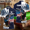 BlueJose Billiards 8-Ball Eagle American Flag Firework Pattern Personalized Name Shirt (4 Colors)