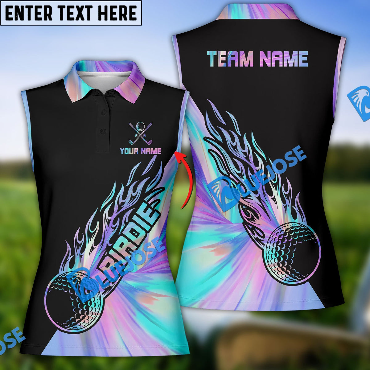 BlueJose Firebirdie Golf Sleeveless Shirt, Custom Name &amp; Team Name 3D Shirt