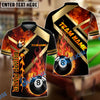 BlueJose Billiards Ball 8 Metal And Fire Personalized Name, Team Name Unisex Shirt (4 Colors)