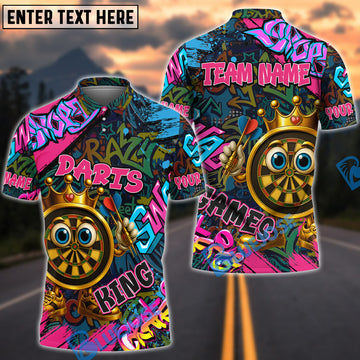 BlueJose Darts Crown Graffiti Champion Multicolor Options Personalized Name Shirt (4 Colors)