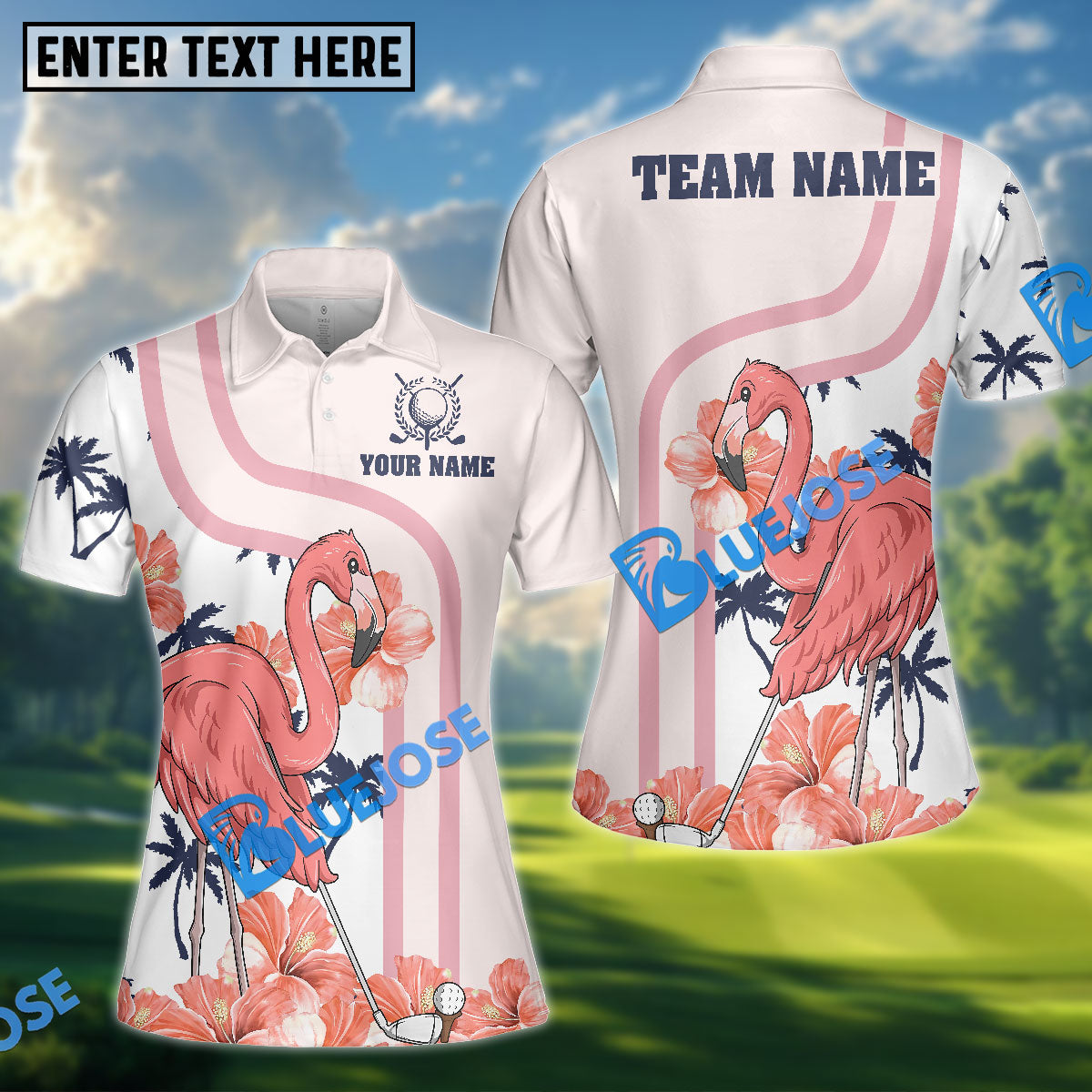 BlueJose Funny Bar &amp; Golf Women‚Äôs Polo Shirt, Custom Name &amp; Team Name 3D Shirt
