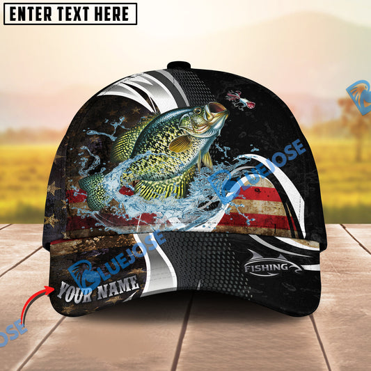 BlueJose Fishing American Flag Water Splash Graphic Personalized Cap (13 Breeds)