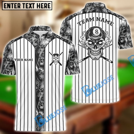BlueJose Billiards Stripe Skull Personalized Name, Team Name Shirt