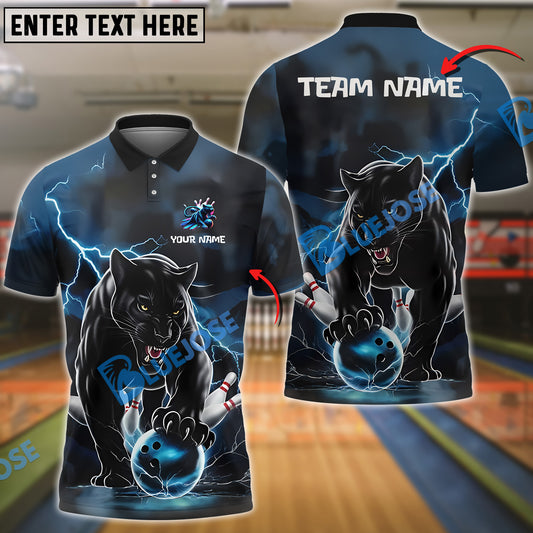 BlueJose Bowling And Pins Fierce Panther Customized Name, Team Name 3D Shirt (4 Colors)