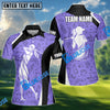 BlueJose Women’s Line Art Golf Polo Shirt, Ladies Golf Polo Shirt Personalized Name, Team Name 3D Shirt (4 Colors)