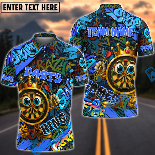 BlueJose Darts Crown Graffiti Champion Multicolor Options Personalized Name Shirt (4 Colors)