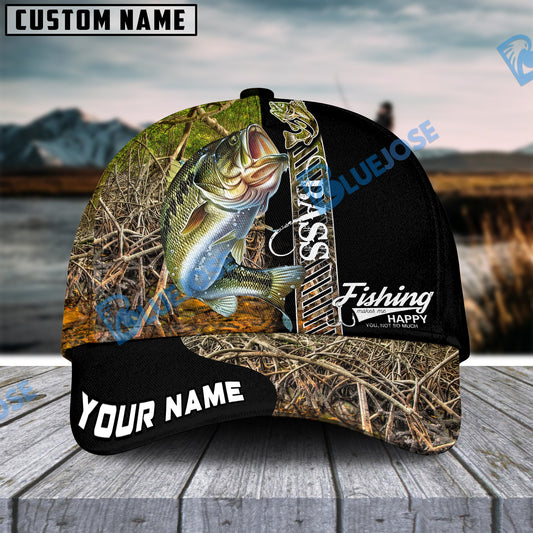 BlueJose Personalized Bass Fishing Jungle Camo Classic Cap