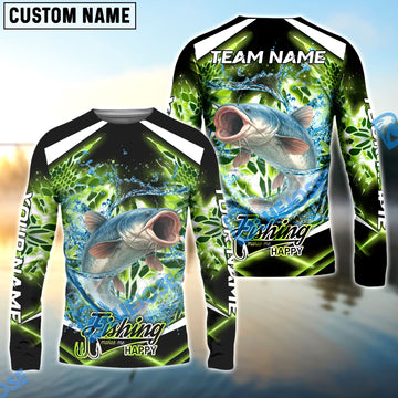 Bluejose Catfish Fishing Green Happy Hook Design Name & Team Name 3D Shirts