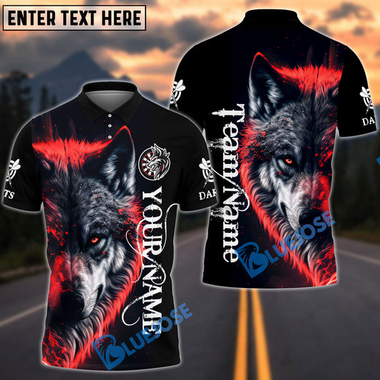BlueJose Darts Cool Wolf Multicolor Options Personalized Name Shirt (4 Colors)