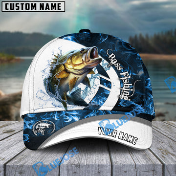 BlueJose Bass Fishing Blue Flame Sport Custom Name Cap